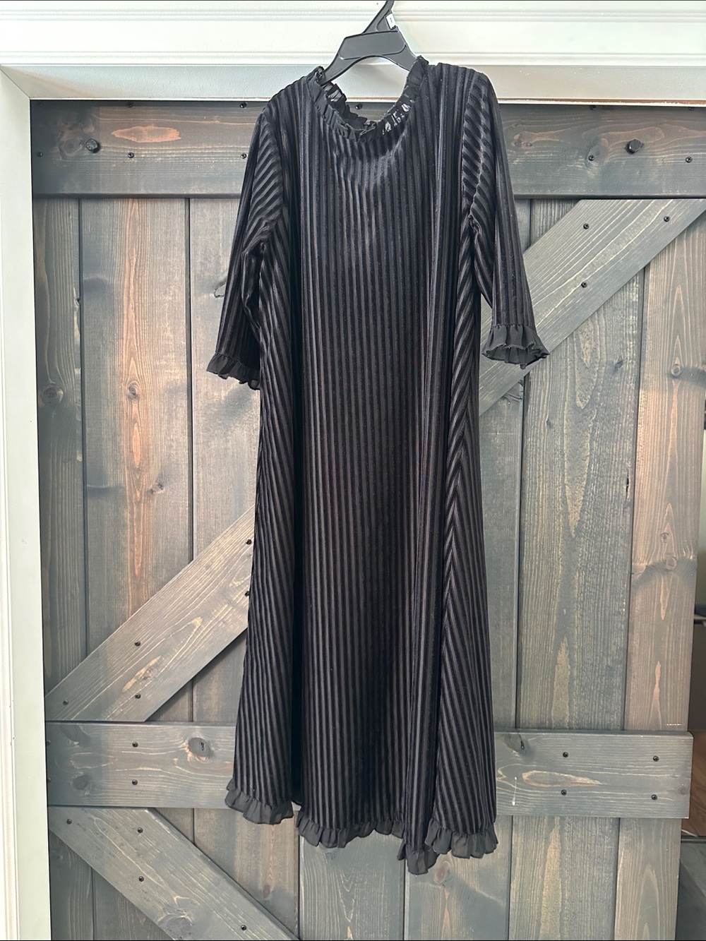 Dainty Jewells Black Pleated Midi Dress with Ruffle Trim